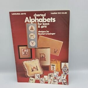 Vtg 1979 Charted Alphabets Leisure Arts Counted Cross Stitch Pattern Leaflet 152